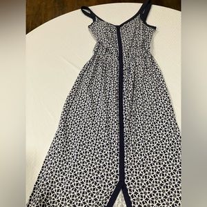 Gap Blue and White Geo Pattern Maxi Dress Size Small